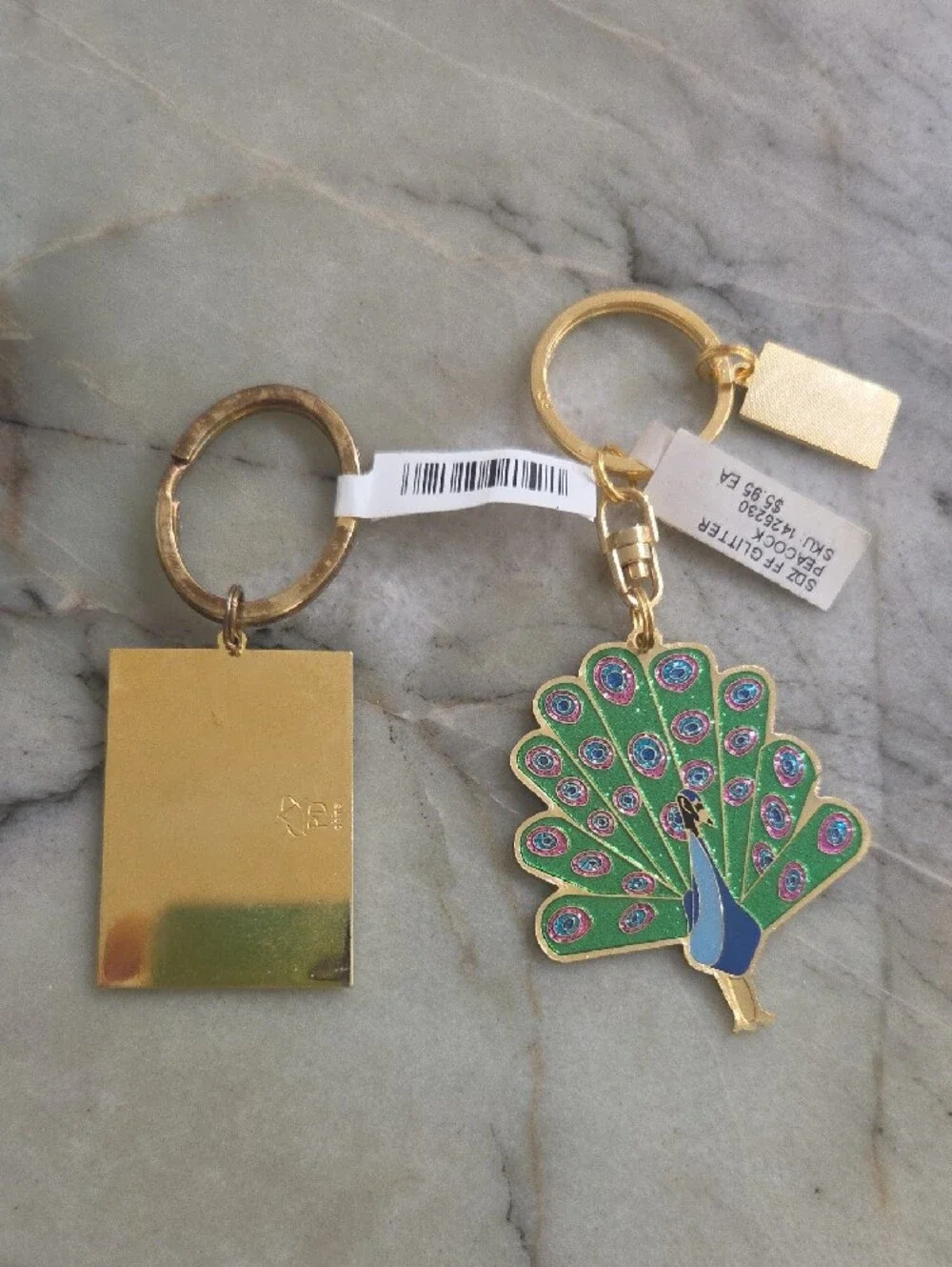 San Diego Zoo Green Peacock & Panda Keychain Set